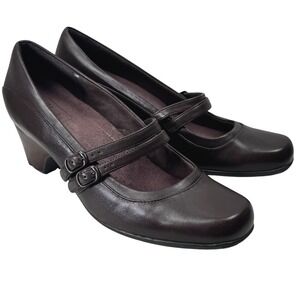 Clarks Mary Jane Pumps Womens 9.5M Brown Leather Active Air Dark Academia